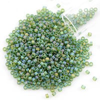 Miyuki Delica Seed Bead 11/0 Matte Transparent Olive Green AB (3 Gram Tube)