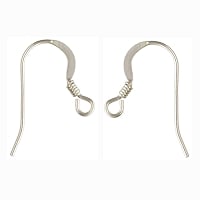 Ear Wire Flat Fish Hook with Spring Sterling Silver 19 x 13mm (Pair)