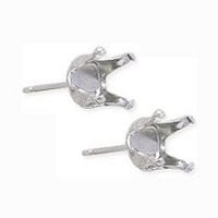 Snap & Set Earring 6mm Round 4 Prong Sterling Silver (Pair)