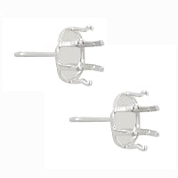 Snap & Set Earrings 7x5mm Oval 6 Prong Sterling Silver (Pair)