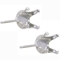 Snap & Set Earrings 8mm Round 4 Prong Sterling Silver (Pair)