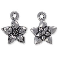 TierraCast Star Jasmine Charm 12x14mm Pewter Antique Silver Plated (1-Pc)