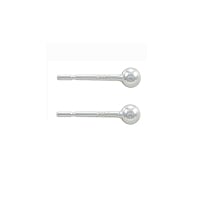 Ball Post Earrings Plain 3mm Sterling Silver (Pair)