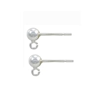4mm Ball Post Earrings with 2mm Open Ring Sterling Silver (Pair)