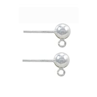 5mm Ball Post Earrings with Open Ring Sterling Silver (Pair)