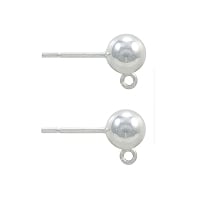 6mm Ball Post Earrings with Open Ring Sterling Silver (Pair)