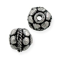 Bali Style Round Flower Bead 6.5x5.5mm Sterling Silver (1-Pc)