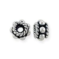 Bead Bali Style Flower with Rope Edge 6x3.5mm Sterling Silver (1-Pc)