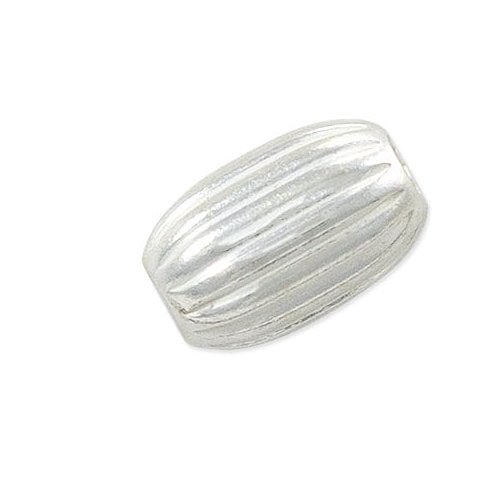 Oval Beads Corrugated 4x7mm Sterling Silver (1-Pc)