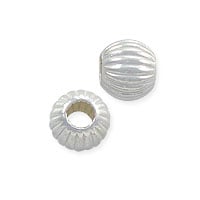 Round Bead Corrugated 5mm Sterling Silver (1-Pc)