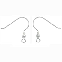 22mm Sterling Silver Earring Wires with 3mm Bead & Spring (Pair)