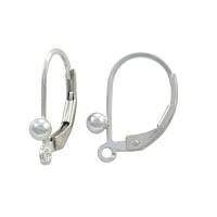 Lever Back Earring 16mm with 3mm Ball Sterling Silver (Pair)