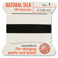 #1 Black Griffin Silk Bead Cord (2 Meters)