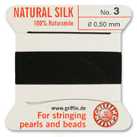#3 Black Griffin Silk Bead Cord (2 Meters)