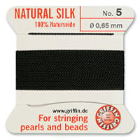 #5 Black Griffin Silk Bead Cord (2 Meters)