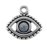 TierraCast Evil Eye Charm 15x16mm Pewter Antique Silver Plated (1-Pc)