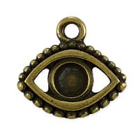 TierraCast Evil Eye Charm 15x16mm Pewter Antique Brass Plated (1-Pc)