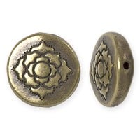 TierraCast Lotus Puffed Bead 14x4mm Pewter Oxidized Brass Plated (1-Pc)