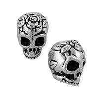 TierraCast Rose Skull Bead 10x10x8mm Pewter Antique Silver Plated (1-Pc)