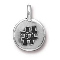 TierraCast Hashtag Charm 12x17mm Pewter Antique Silver Plated (1-Pc)