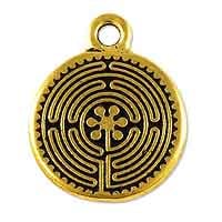 TierraCast Labyrinth Charm 17x21mm Pewter Antique Gold Plated (1-Pc)