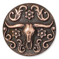 TierraCast Longhorn Button 16mm Antique Copper Plated (1-Pc)