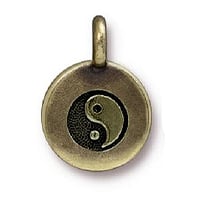 TierraCast Yin Yang Charm 12x17mm Pewter Oxidized Brass Plated (1-Pc)