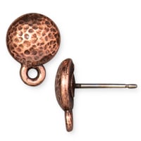 TierraCast Hammertone Earring Post 9x12mm Antiqued Copper (Pair)