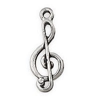Treble Clef Connector Pewter Antique Silver Plated 18x7mm (1-Pc)