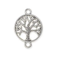 Tree of Life Connector 20mm Pewter Antique Silver Plated (1-Pc)