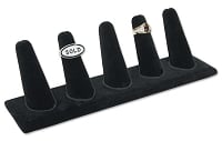 Five Ring Finger Jewelry Display - Black